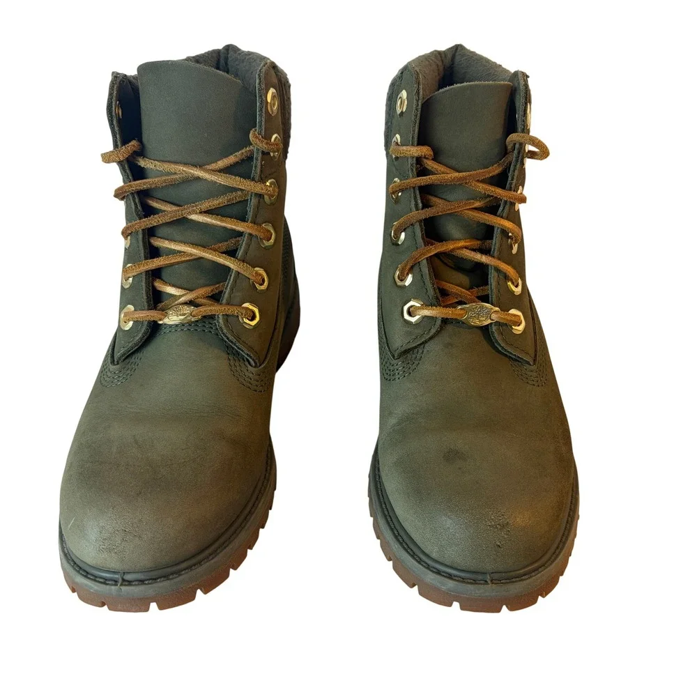 Timberland 6-Inch Premium Nubuck Boots Green Womens 6.5 A1UWQ
